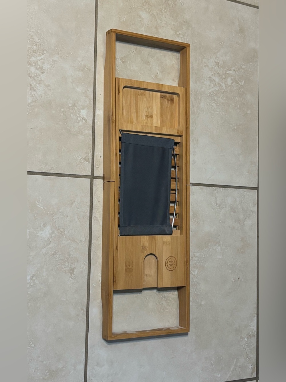 Bamboo Bath Caddy with Black Fabric Tray